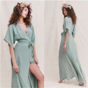Reformation Dress Winslow Wrap Celadon Sage Green